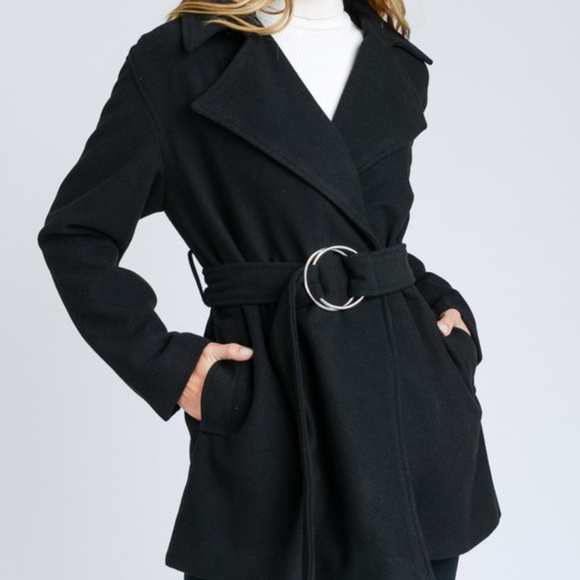 Jackets & Blazers - **PRICE FIRM** Belted Long Sleeve French Coat